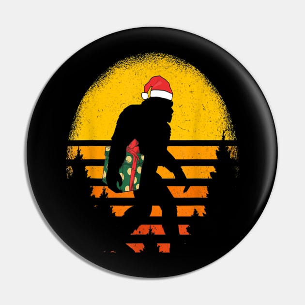 Santa Hat Sasquatch Bigfoot Christmas Pin by Buleskulls 