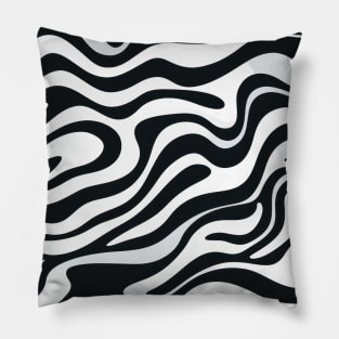 Monochrome Waves: Modern Abstract Ebb and Flow Pillow