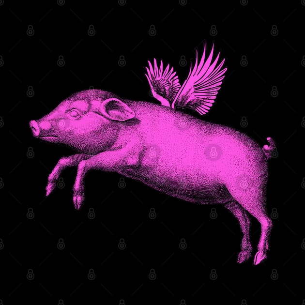 Flying Pig Funny Saying With Pink Modern Pop Art | Vintage  Fat Animal Wings by ZAZIZU