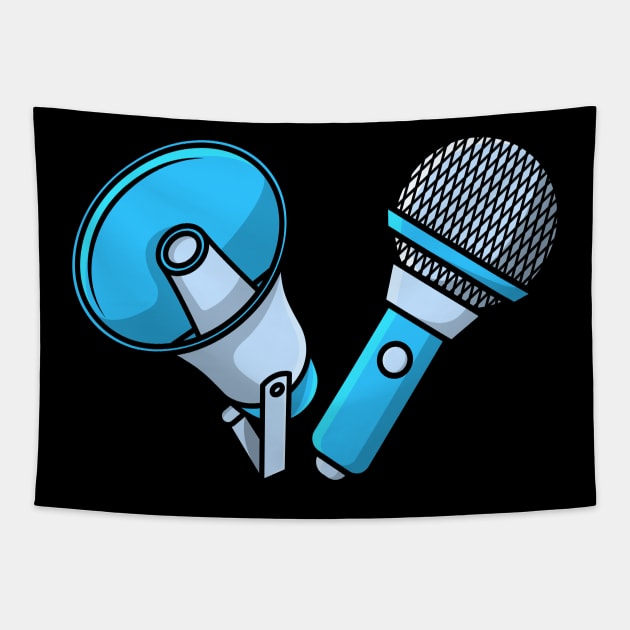 Blue Color Mic with Announcement or loud speaker Tapestry by AlviStudio