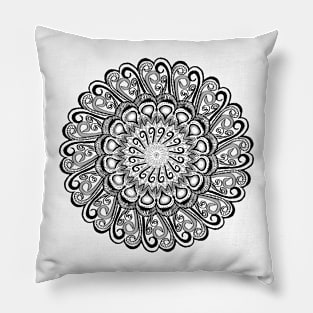 Mandala #14. Fronds and hearts mandala. Pillow