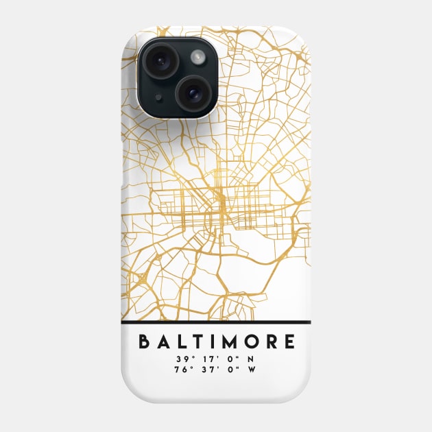 BALTIMORE MARYLAND CITY STREET MAP ART Phone Case by deificusArt