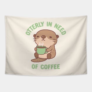 Cute Otter Otterly In Need Of Coffee Funny Tapestry