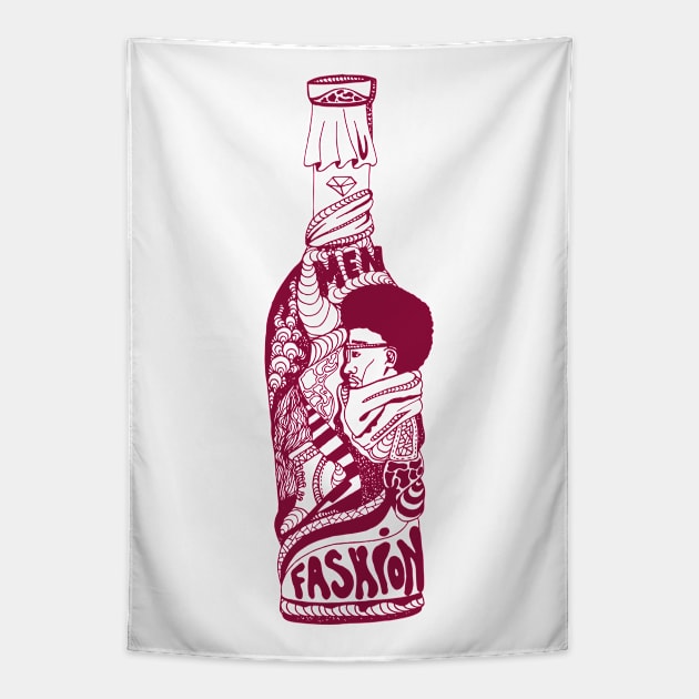 Burgundy Fashion In A Bottle Tapestry by kenallouis