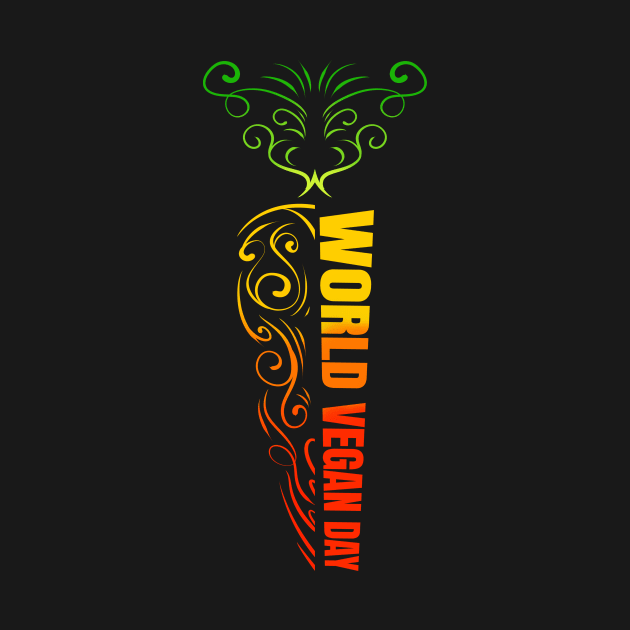 Stylized Ornaments Carrot World Vegan Day, Go Vegan by SinBle