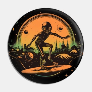 Aliens Love to Skate Pin