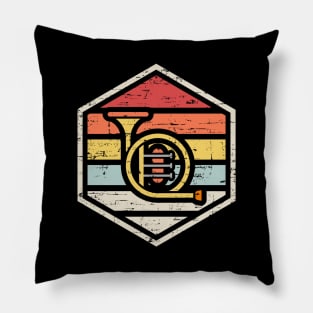 Retro Badge French Horn Pillow