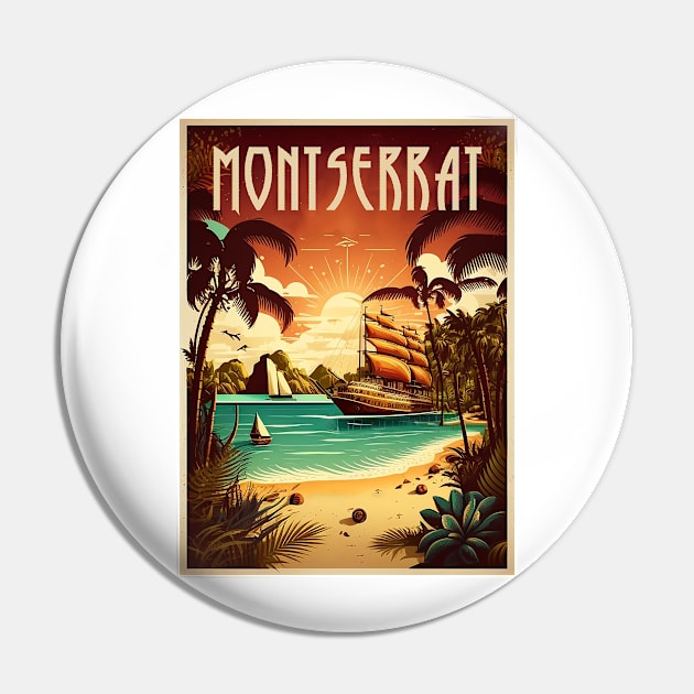 Montserrat Caribbean Vintage Travel Art Poster Pin by OldTravelArt