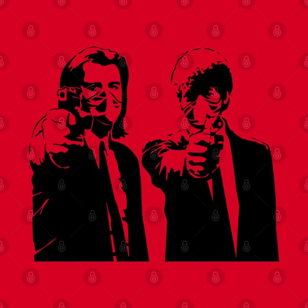 Covid Pulp fiction. Funny Vincent and Jules with gun by Chill Studio