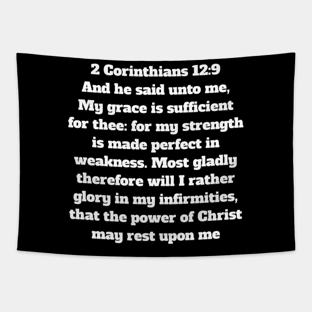 2 Corinthians 12:9 King James Version Bible Verse Typography Tapestry by Holy Bible Verses