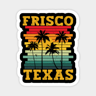 Frisco Texas Retro Tropical Summer Palm Trees Magnet