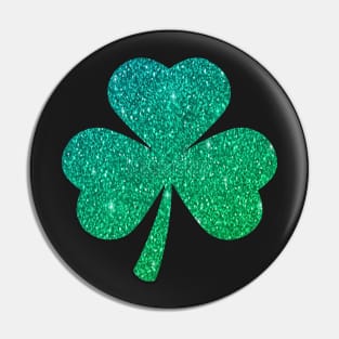 St Patricks Day, Ombre Green Faux Glitter 3 Leaf Clover Pin