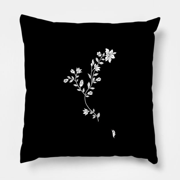 White flower , folk motif Pillow by Bird