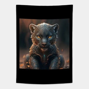 Cute baby black panther Tapestry