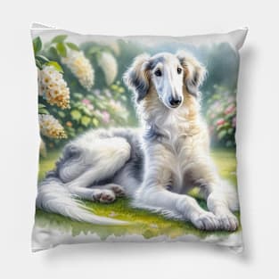 Watercolor Borzoi Puppies - Cute Puppy Pillow