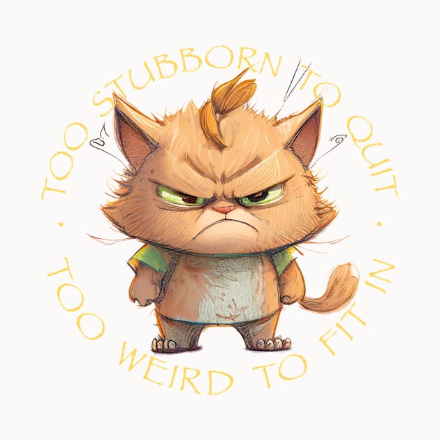 Cat Pet Too Stubborn To Quit Too Weird To Fit In Cute Adorable Funny Quote by Cubebox