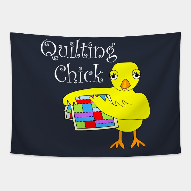 Quilting Chick White Text Tapestry by Barthol Graphics