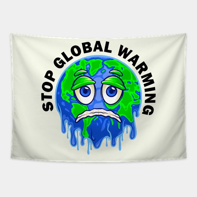 Stop Global Warming - Melting Earth Tapestry by Whimsical Frank