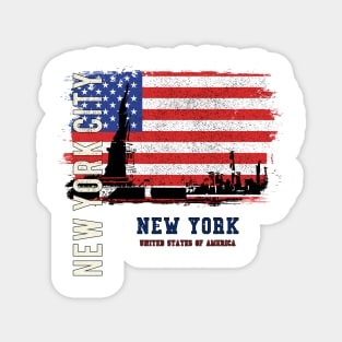 New York City with Flag Magnet