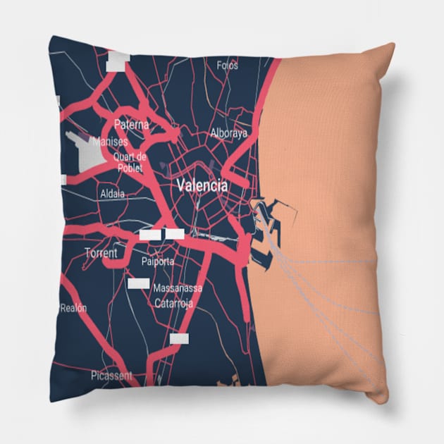 Valencia colour map Pillow by Mapmania