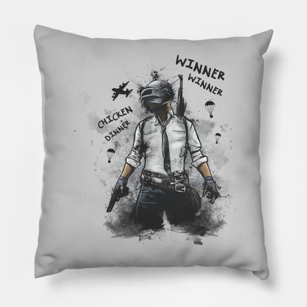 Winner Winner Chicken Dinner Pillow by EnaGrapher