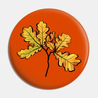 Oak Leaves Autumnal Botanical Art Pin