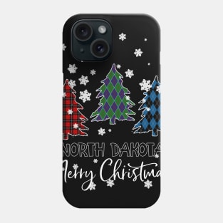 North Dakota Merry Christms Buffalo Plaid Xmas Tree  Phone Case