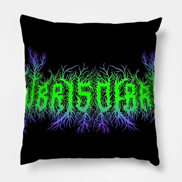 HD original Green & purp Pillow by Hubris Debris