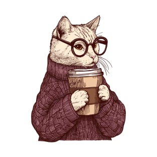 Sophisticated Coffee Cat T-Shirt