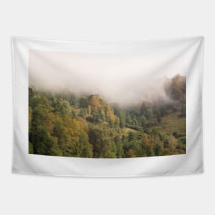 klb foggy mountain rain Tapestry