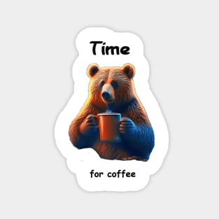 A bear is holding a steaming mug of coffee Magnet