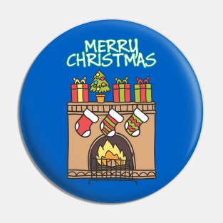 Christmas fire place - Happy Christmas and a happy new year! - Available in stickers, clothing, etc Pin