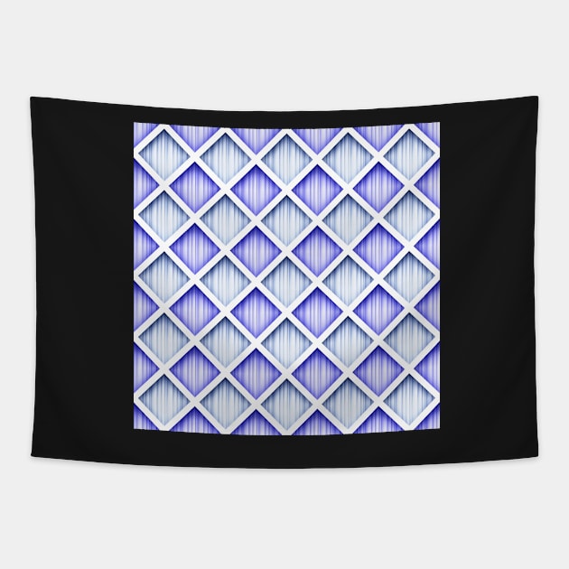 3d Geometric Pattern, Rhombic Harlequin Motif Tapestry by lissantee