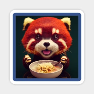 Kawaii Red Panda Eating Ramen Magnet