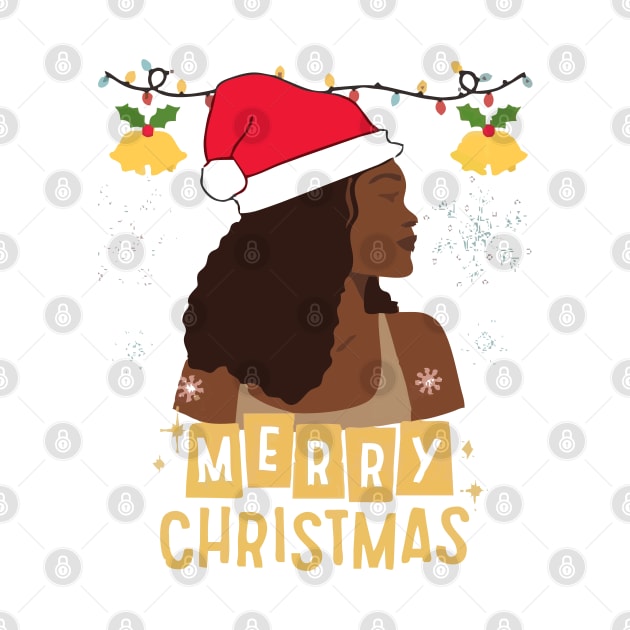 black african girl american melanin christmas santa by Vortex.Merch