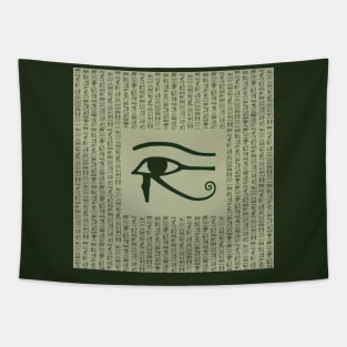 Eye of Horus, ancient Egypt, hieroglyphs, vintage look, green Tapestry