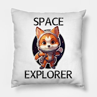 Red Fox Astronaut - Space Explorer (Black Lettering) Pillow