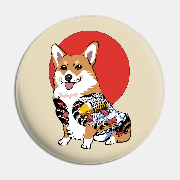 Yakuza Corgi Pin by huebucket