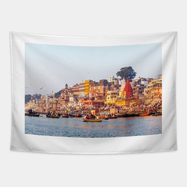 Varanasi Ghats Tapestry by GrahamPrentice