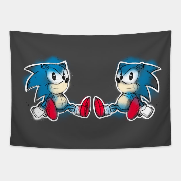 Blue hedgehog Tapestry by BeckaArt6