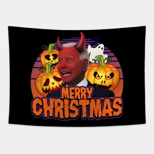 Biden Halloween Funny Confused Merry Christmas Tapestry