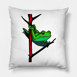 Frog on a branch Pillow