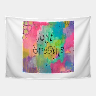 Just Breathe Rainbow Art Tapestry