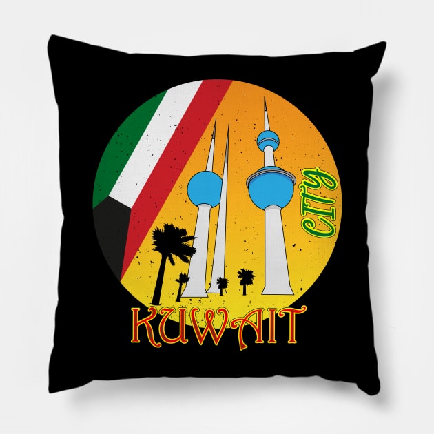 Kuwait City Retro Pillow by Admair 