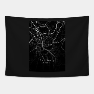 Salzburg Austria City Map dark Tapestry