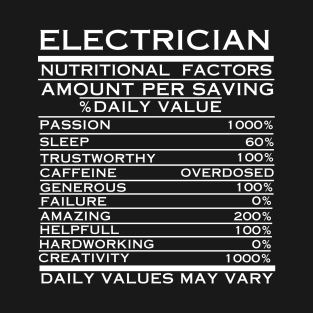 Electrician  Nutritional Factors Black T-Shirt