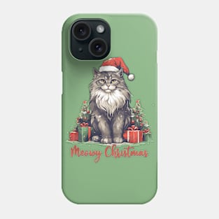 Meowy Christmas Funny Cat Xmas Whimsical Kitty Cat Phone Case