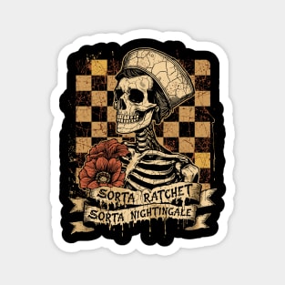Sorta Ratchet Nightingale Floral Skull Magnet