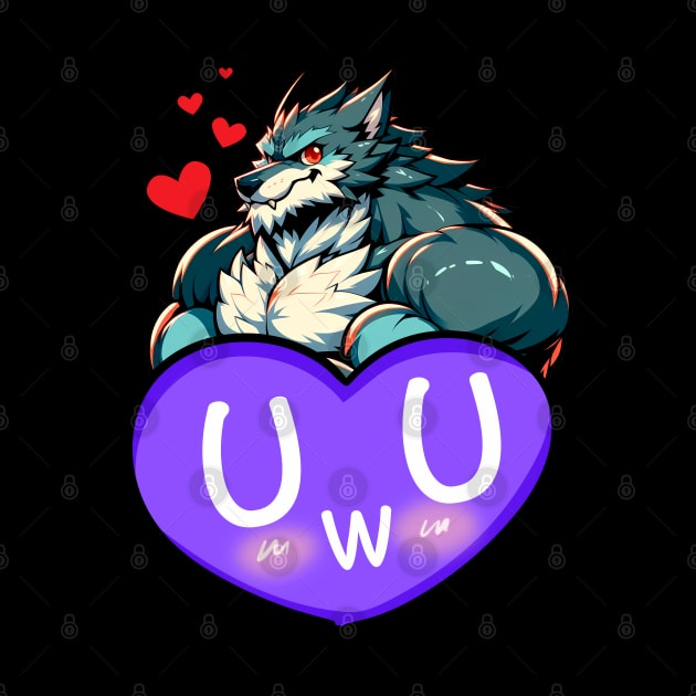 Blushing UwU Furry Anthro Werewolf Heart by Blue Bull Bazaar