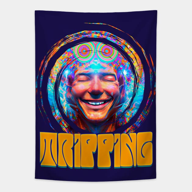Tripping - Captioned (2) - Trippy Psychedelic Art Tapestry by TheThirdEye